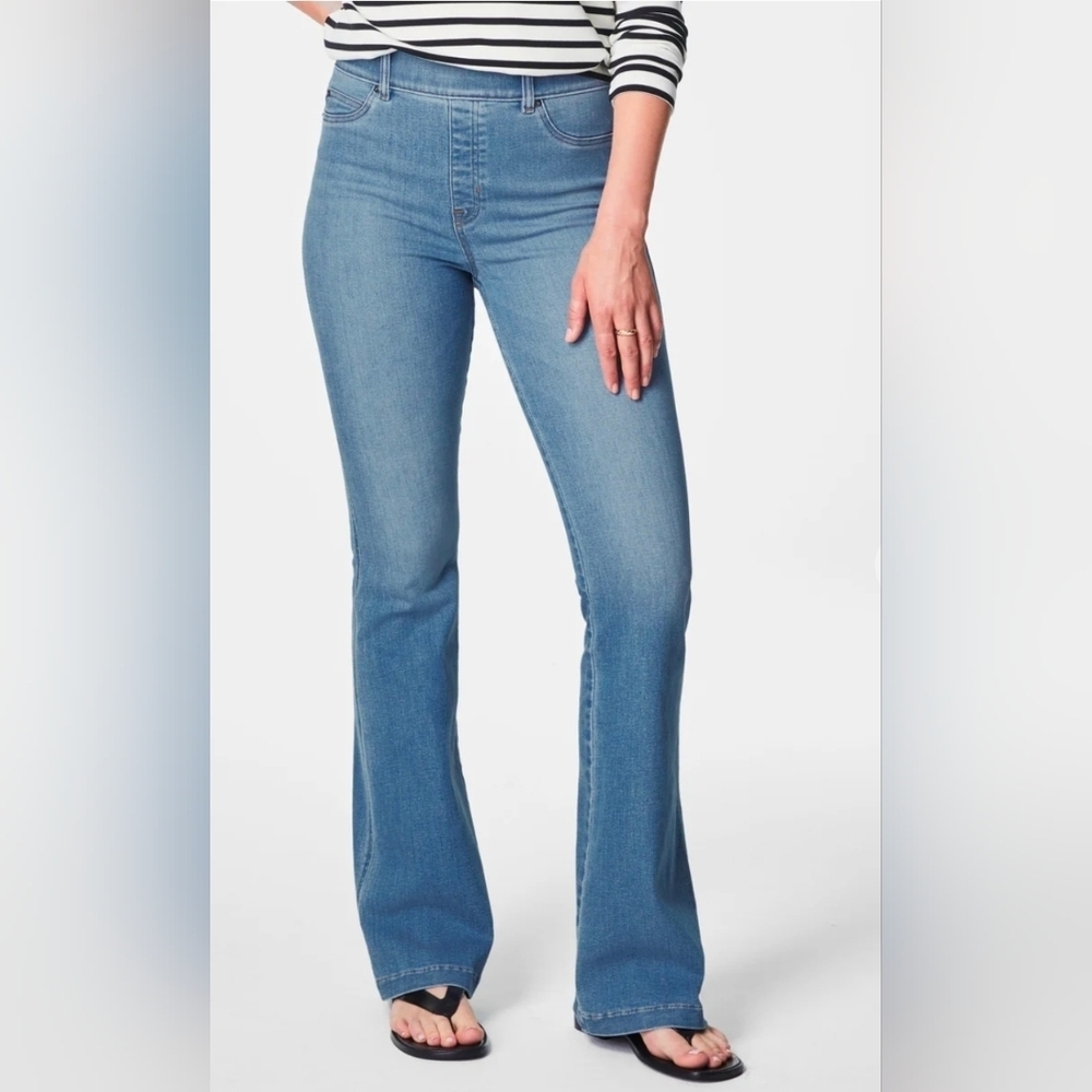 SPANX Stonewash High Rise Flare Jeans - Picture 4 of 16